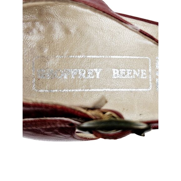 Geoffrey Beene Womens Burgundy Leather Heels Strappy Design Size 6.5 AA Italy - Picture 6 of 10